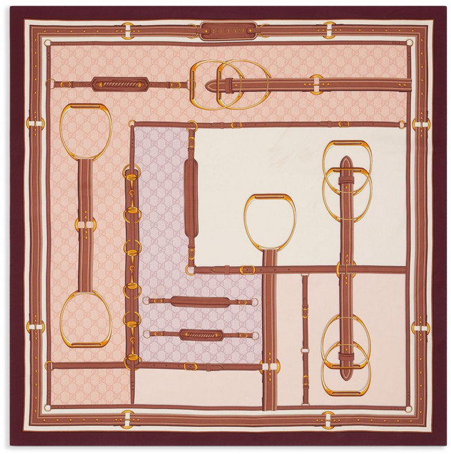 구찌 프린트 실크 스카프