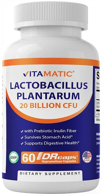 비타매틱 락토바실러스 플란타륨 200억 CFU DR 하이프로멜로즈 캡슐, 60정, 1개 - 쿠팡