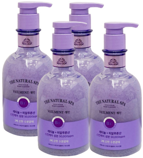 벨먼 내추럴 스파 수분광채 사해소금 스크럽 바디클렌저 자스민, 400ml, 4개