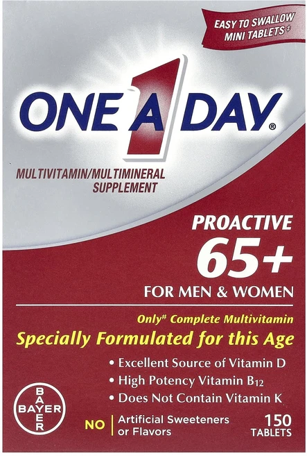 몸관리하세요 겨울입니다 One-A-Day 프로액티브 65+ 남성 및 여성용 종합비타민/종합미네랄 보충제 150정 특별관리진행, OneADay프로액티브65남성및여성용종합비타민종합미네랄, 1개 - 쿠팡