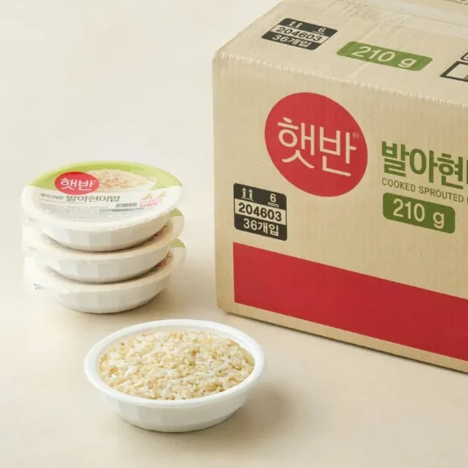 햇반 발아현미밥 즉석밥 210g 36개 대용량 묶음