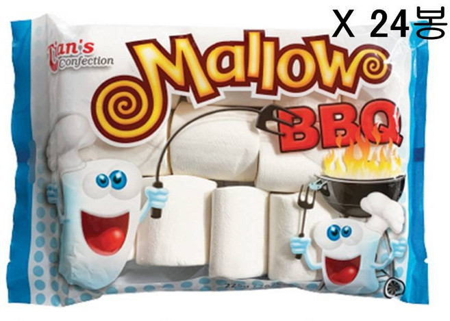 Tommy & Tim 구워먹는 마시멜로우 225g BBQ 캠핑용 대용량, 24개