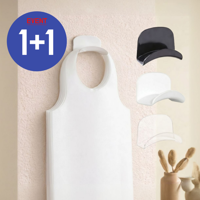 밈미마 일회용 앞치마 걸이 다용도 무타공 접착식 거치대, 2개, 블랙