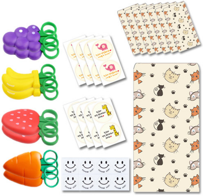 생일선물 답례품 과일모양 자석가위 8p 세트