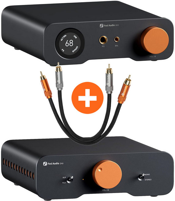Fosi Audio ZH3 USB DAC 헤드폰 앰프 + ZA3 앰프 + RCA 30cm 패키지