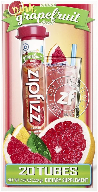 Zipfizz 헬시스포츠 에너지 믹스 비타민B12 함유 핑크 그레이프프루트 튜브 20개입 11g 0.39oz, 4개, 20정 - 쿠팡