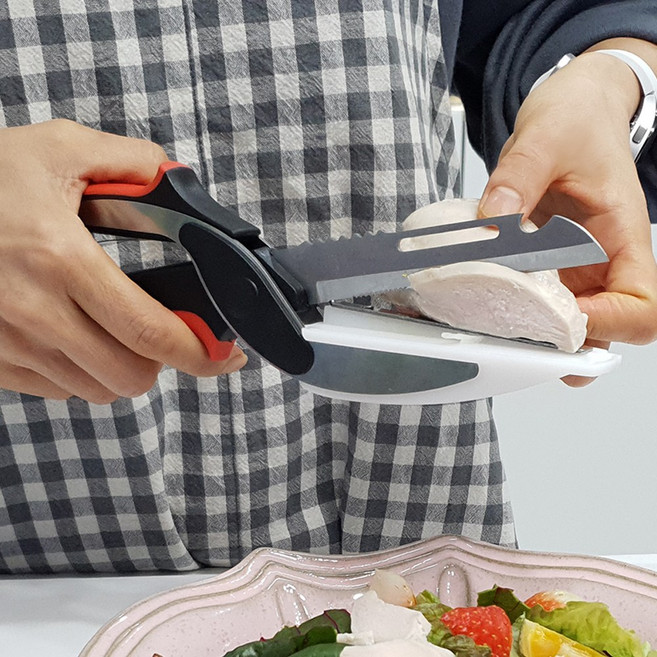 주방 나이프 도마가위 6in1 다기능 커터 분리형 칼가위 도마 캠핑 요리용품, 1개