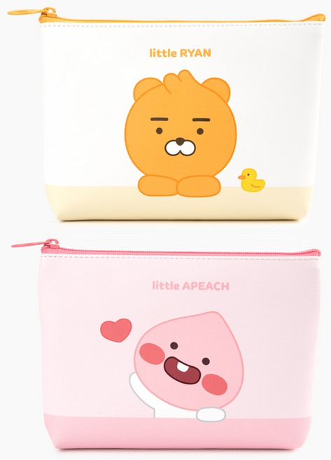 카카오프렌즈 리틀프렌즈 캐릭터 납작 뷰티 파우치 라이언 어피치