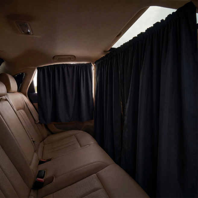 카쉐이드 차박 차량용 햇빛가리개 암막 커튼, 1세트, 블랙