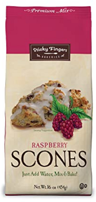 스티키 핑거스 베이커리 라즈베리 영국식 스콘 믹스 – 만들기 English Scone Mix with Raspberry by Sticky Fingers Bakeries – Easy, 산딸기, 1파운드(1팩), 1개