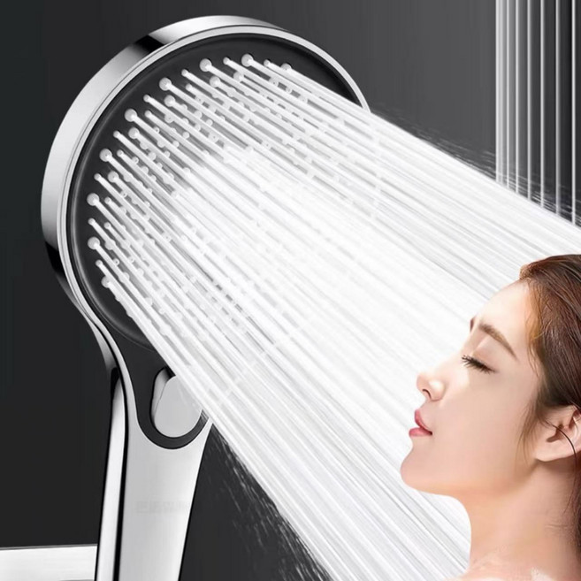 모빌룩스 대형 수압상승 폭풍수압 3단조절 절수 파워 샤워기 헤드, 실버, 1개