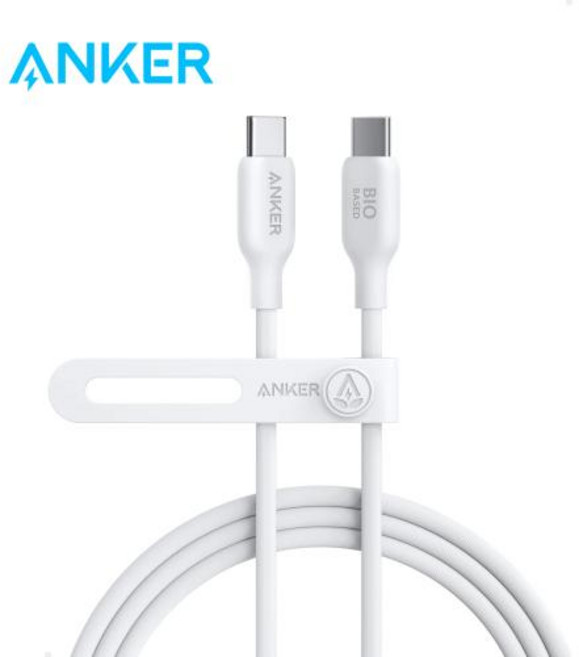 Anker 바이오 기반 나일론 브레이드 데이터 케이블 USB-C 투 USB-C 케이블 아이폰 15 아이패드 프로 맥북 안드로이드용 환경적 케이블 240W, 1개, 1.8m