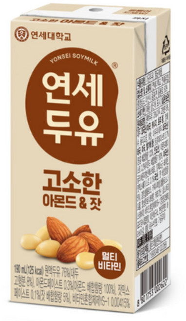 연세 고소한 아몬드 잣 두유 당뇨에좋은 건강두유 190mlx48팩, 48개, 190ml