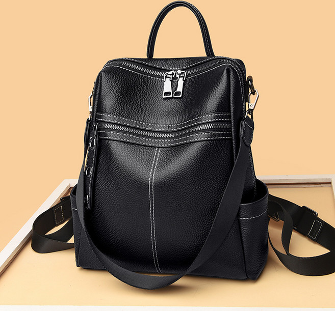 론조모니 여성용 고급 소가죽 숄더겸용 백팩