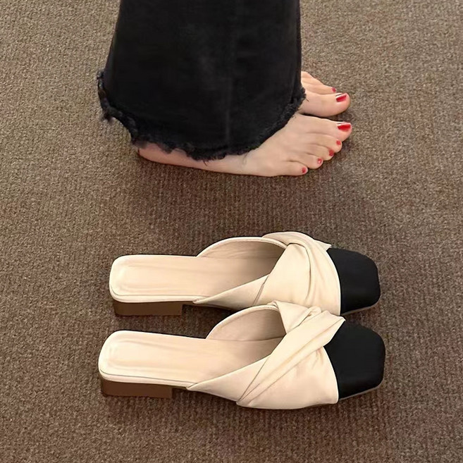 JIEVE 샌들 여성 여름 고급 패션 굽 낮은 슬리퍼 단화 L060470