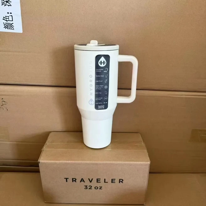 HydroJug 여행자 빨대 뚜껑 스테인레스 스틸 진공 단열 자동차 머그잔 이중 벽 아이스 텀블러 32OZ 40OZ, 01 40OZ, 07 Cream - 쿠팡