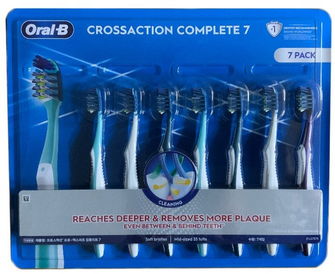 ORAL-B 오랄비 크로스액션 컴플릿7 부드러운모 칫솔 7개 1세트, 7개입, 1개