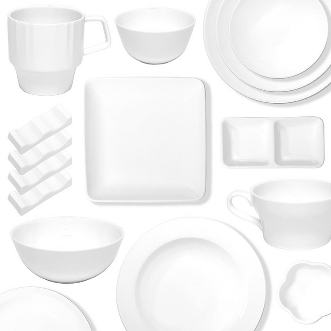 토탈하우스 러브앤아트 본차이나 도자기 식기, 원찬기 4호 7553, 1개, 화이트