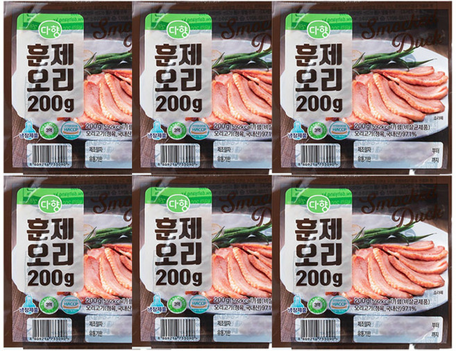다향훈제오리 200g 6팩, 6개