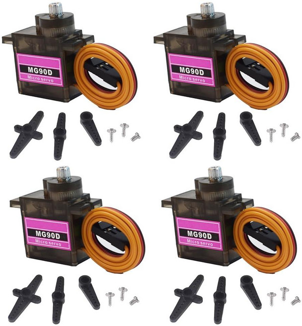 HOOYIJ 4팩 MG90D 9g 디지털 마이크로 RC 서보 풀 메탈 기어 270도 미니 서보 모터 업그레이드 SG90 Arduino RC 스마트 자동차 로봇 암 450 항공기
