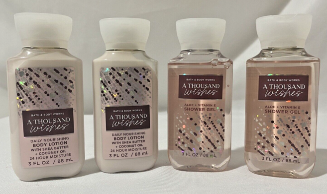 Bath & Body Works Thousand Wishes 2 -Moisture Body Lotion 3FL OZ & 2 Shower Gel, 1개, 352ml