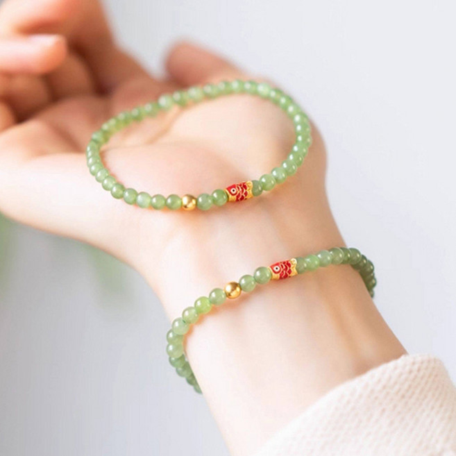 FANSYLI 염주 팔찌 행운의 물고기 원석 팔찌 수능 합격기원 학업운 시험운 금전운 Rt2603M30