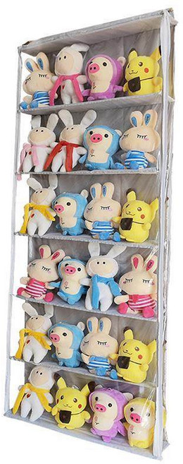 문걸이 인형 보관함 장난감 수납 벽걸이 캐릭터형 인형보관함 베란다 수납장 정리함, 핑크 4단 41x11x108