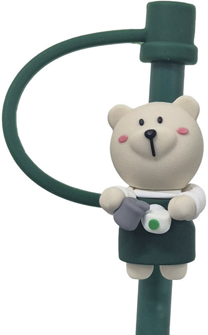 귀여운 캐릭터 텀블러 실리콘 빨대 마개 커버 50종 모음 뚜껑 꽃 동물 러브 7mm, 1개, 리필베어