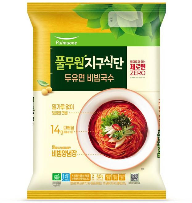 [풀무원지구식단] 두유면 비빔국수 2인분 풀무원, 단품, 1개, 423g