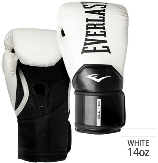 에버라스트 엘리트II 복싱 글러브 고급형 트레이닝 장비, 1세트, 화이트