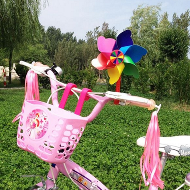 어린이 자전거 킥보드 장식 핸들 바람개비 회전 바람 장난감 야외 놀이 유치원, 1개, 4바람개비핸들-하트