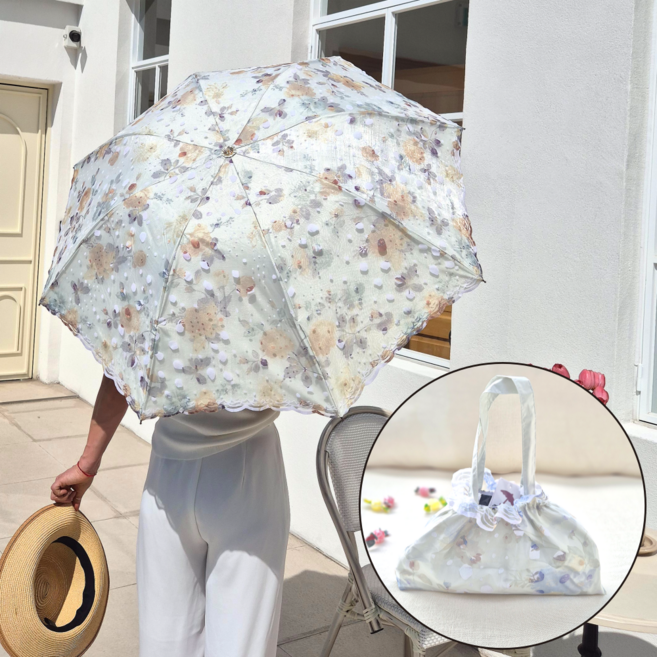 인네이처 99.9% 자외선차단 꽃무늬 레이스 암막 우양산