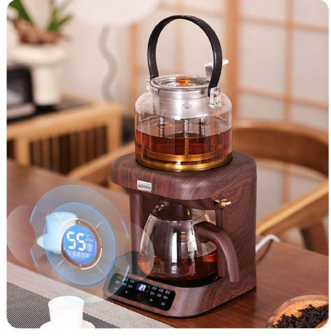 자동 보이차 우리기 거름망 티메이커 티팟 투명 티포트 전기포트 주전자 티타늄 자동 급수, 흰색-티타늄 분무기+티타늄 가열판