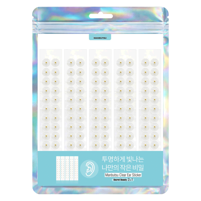 만부츠 클리어 귀지압패치 100p 귀마사지 귀혈자리 이혈기석 귀지압 귀 패치 투명 혈자리 지압 스티커, 1세트, 귀패치, 100개입