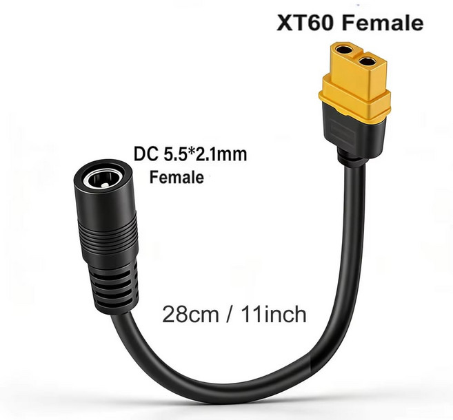 3-in-1 XT60-2개의 DC5521 커넥터 변환 케이블 남성-여성 XT60 연장 어댑터 코드 충전 플러그 전원 케이블, XT60 Female - 1xDC