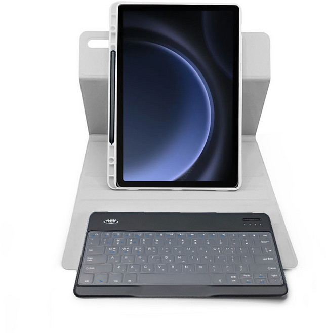 갤럭시탭 S9 플러스 12.4 호환 콤비 360회전 블루투스 키보드 세로거치 S펜수납 케이스, 그레이, 1개