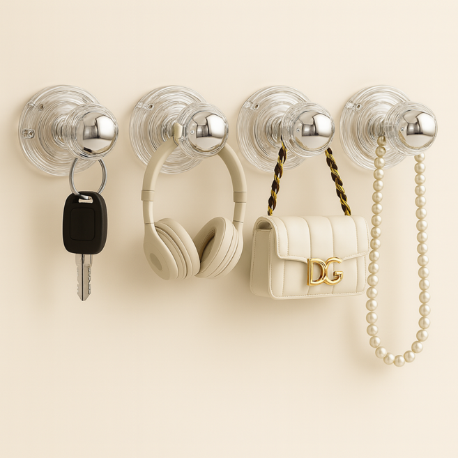 유니팡 무타공 접착식 냉장고 유리창 화장실 안전 손잡이, 4개, 투명