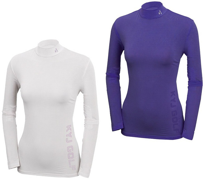 1+1 김영주골프 여성 여름 반목 긴팔 포인트 반폴라 티셔츠 아웃도어 스판 등산 티셔츠 9903