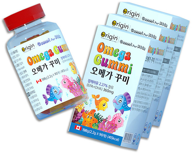오리진 오메가 3 쓰리 dha 혈행 어린이 유아 키즈 영양보충용 제품 구미 젤리, 1개, 1개, 270정