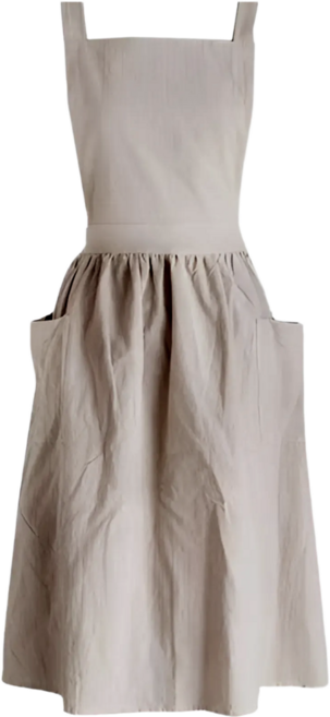린넨명가 주방 예쁜 여성 원피스 면 린넨 앞치마, 샌드 베이지, 1개