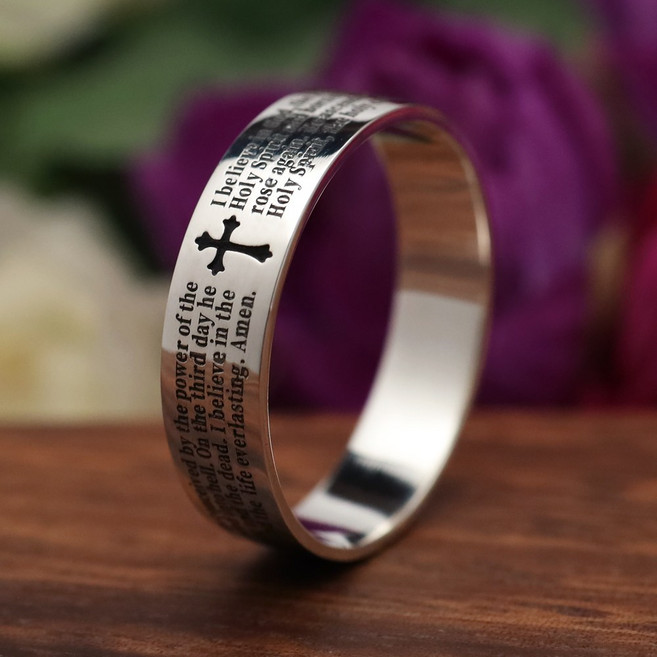 신앙의상징 사도신경 천주교 실버 반지