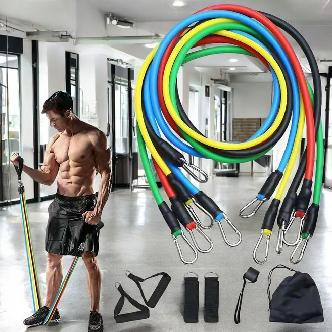 앞날앤 고탄력 홈트 운동 기구 튜빙 저항 밴드 세트 150LBS, 1세트, 혼합색상