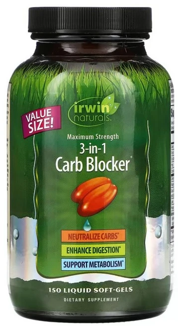 어윈네츄럴 Maximum Strength 3-in-1 Carb Blocker 액상 소프트젤 150정, 1개 - 쿠팡