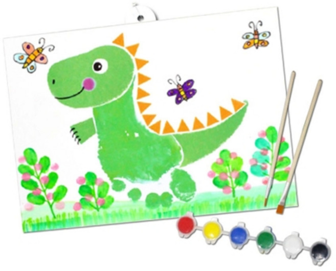 이지피아 뚝딱공작소 손도장 발도장 1인용 액자 만들기 세트 조형 미술교구, 공룡