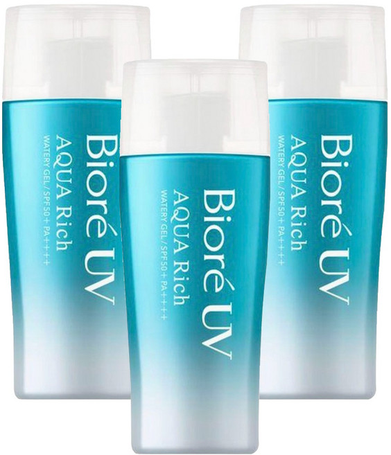 비오레 아쿠아 리치 워터리 젤 선블록, 3개, 70ml