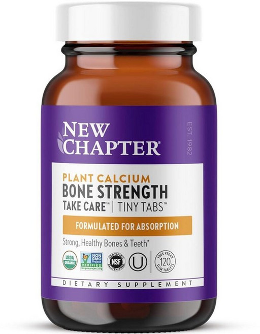 New Chapter 칼슘 보충제 - 뼈 강도 타이니 탭 식물 기반 USDA 유기농 칼슘 마그네슘 함유 비타민 D3+K2 건강 및 관절 이동성 심장 지원 905mg 용, 120 Count (Pack of 1)