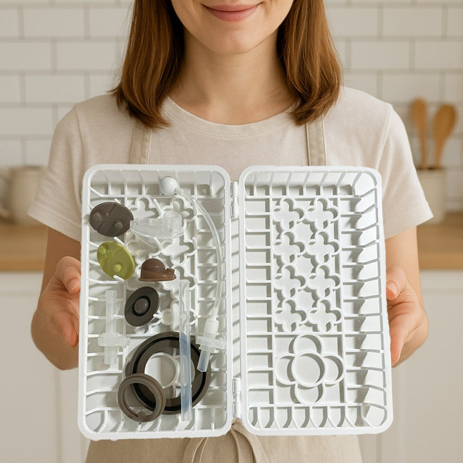 식기세척기 사이로 빠지기 쉬운 그릇보관함(3개), 3개, 화이트, 1단