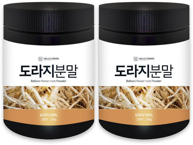 헬로우그린 국내산 국산 3년근 도라지 가루 분말 200g, 2개