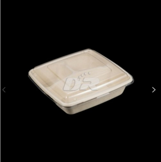 [두레] CS-1000-3 300개/ 종이펄프 사각 3칸 3구 포장 용기 반찬 과일 도시락 치킨포장 덮밥 샐러드포장 디저트포장 파스타용기 스파게티용기 볶음밥 닭강정 누들 친환경, 뚜껑 (300개)