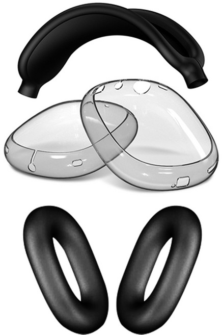 스냅케이스 에어팟맥스 호환 실리콘 케이스 올인원 3in1, F. 블랙+투명 SET